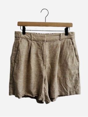 OLD NAVY-LINEN BLEND High Waist Women's Shorts in Taupe Beige